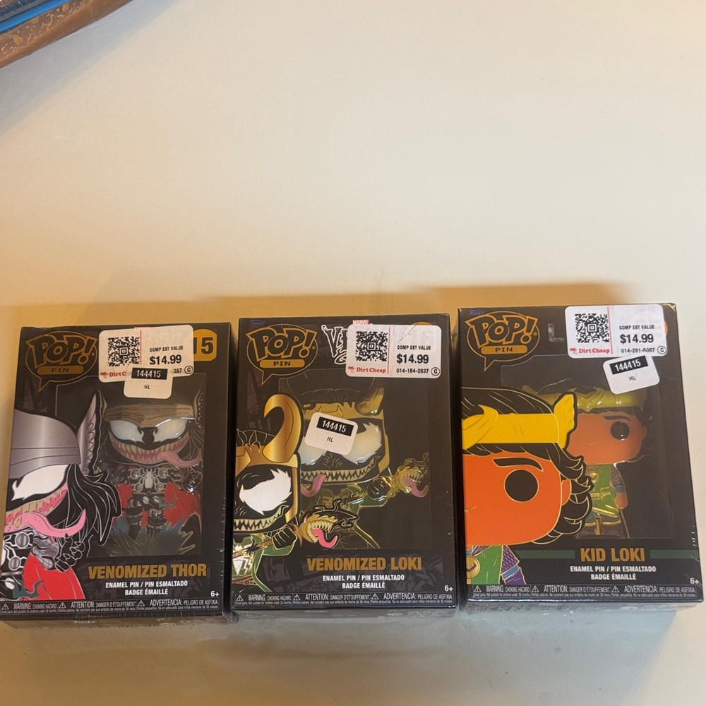 Funko Pop! Venomized Thor, Loki, and Kid Loki Pin Set